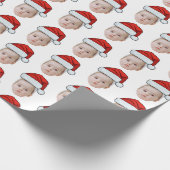 Aangepaste Gezichtsfoto Kerstman Hoed Kerstmis Cadeaupapier (Hoek)