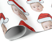 Aangepaste Gezichtsfoto Kerstman Hoed Kerstmis Cadeaupapier (Rol Hoek)