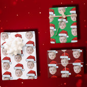 Aangepaste Gezichtsfoto Kerstman Hoed Kerstmis Inpakpapier Vel