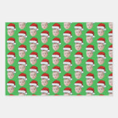 Aangepaste Gezichtsfoto Kerstman Hoed Kerstmis Inpakpapier Vel (Voorkant 2)