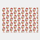 Aangepaste Gezichtsfoto Kerstman Hoed Kerstmis Inpakpapier Vel (Voorkant)