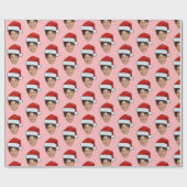 Aangepaste gezichtsfoto Santa Face Cadeaupapier (Vlak)