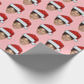 Aangepaste gezichtsfoto Santa Face Cadeaupapier (Hoek)
