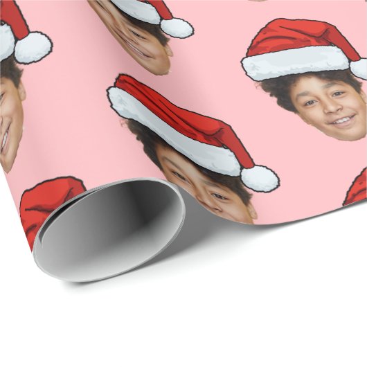Aangepaste gezichtsfoto Santa Face Cadeaupapier (Rol Hoek)