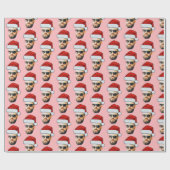 Aangepaste gezichtsfoto Santa Face Cadeaupapier (Vlak)