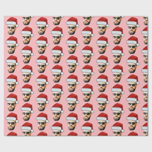 Aangepaste gezichtsfoto Santa Face Cadeaupapier (Vlak)