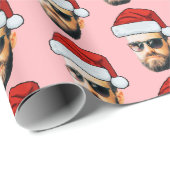 Aangepaste gezichtsfoto Santa Face Cadeaupapier (Rol Hoek)