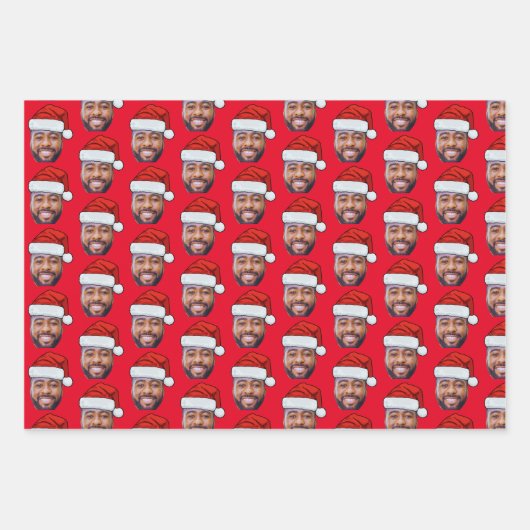 Aangepaste Gezichtsfoto Santa Face Pet Inpakpapier Vel (Voorkant 3)