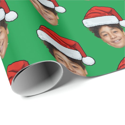 Aangepaste gezichtsfoto Santa gezicht herhalend pa Cadeaupapier (Rol Hoek)