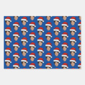Aangepaste gezichtsfoto Santa gezicht herhalend pa Inpakpapier Vel (Voorkant 2)