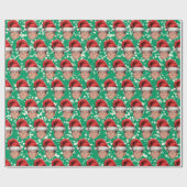Aangepaste Gezichtsfoto Santa Hat Christmas Gift W Cadeaupapier (Vlak)