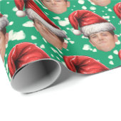 Aangepaste Gezichtsfoto Santa Hat Christmas Gift W Cadeaupapier (Rol Hoek)