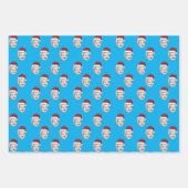 Aangepaste Gezichtsfoto Santa Hat Christmas Green Inpakpapier Vel (Voorkant 3)