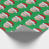 Aangepaste Gezichtsfoto Santa Hat Grappige Kerstmi Cadeaupapier (Hoek)