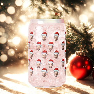 Aangepaste Gezichtsfoto Santa Hat Kerstcadeau Blikvorm Glas