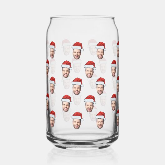 Aangepaste Gezichtsfoto Santa Hat Kerstcadeau Blikvorm Glas (Voorkant)
