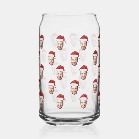 Aangepaste Gezichtsfoto Santa Hat Kerstcadeau Blikvorm Glas (Achterkant)