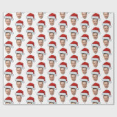 Aangepaste Gezichtsfoto Santa Hat Kerstcadeau Cadeaupapier (Vlak)