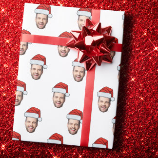 Aangepaste Gezichtsfoto Santa Hat Kerstcadeau Cadeaupapier