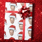 Aangepaste Gezichtsfoto Santa Hat Kerstcadeau Cadeaupapier