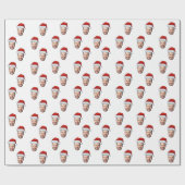 Aangepaste Gezichtsfoto Santa Hat Kerstcadeau Cadeaupapier (Vlak)