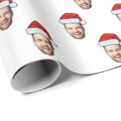 Aangepaste Gezichtsfoto Santa Hat Kerstcadeau Cadeaupapier (Rol Hoek)