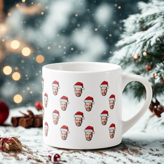 Aangepaste Gezichtsfoto Santa Hat Kerstcadeau Espresso Kop