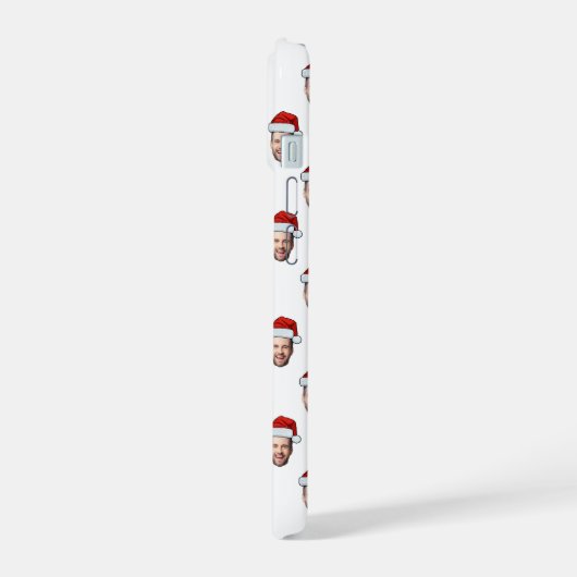 Aangepaste Gezichtsfoto Santa Hat Kerstcadeau iPhone 15 Case (Linkerkant)