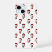 Aangepaste Gezichtsfoto Santa Hat Kerstcadeau iPhone 15 Case (Achterkant)
