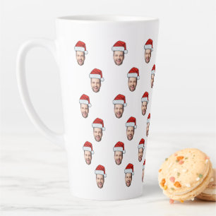 Aangepaste Gezichtsfoto Santa Hat Kerstcadeau Latte Mok