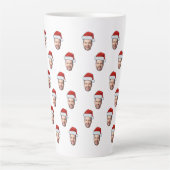 Aangepaste Gezichtsfoto Santa Hat Kerstcadeau Latte Mok (Voorkant)