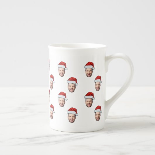 Aangepaste Gezichtsfoto Santa Hat Kerstcadeau Porselein Kop (Rechts)