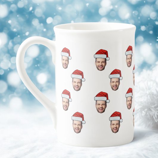 Aangepaste Gezichtsfoto Santa Hat Kerstcadeau Porselein Kop