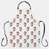 Aangepaste Gezichtsfoto Santa Hat Kerstcadeau Schort (Voorkant)