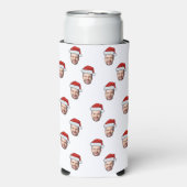 Aangepaste Gezichtsfoto Santa Hat Kerstcadeau Seltzer Blikjeskoeler (Seltzer Voorkant)