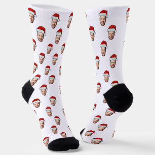 Aangepaste Gezichtsfoto Santa Hat Kerstcadeau Sokken