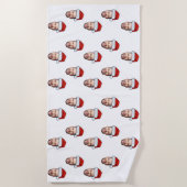 Aangepaste Gezichtsfoto Santa Hat Kerstcadeau Strandlaken (Voorkant)