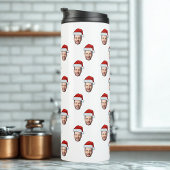 Aangepaste Gezichtsfoto Santa Hat Kerstcadeau Thermosbeker