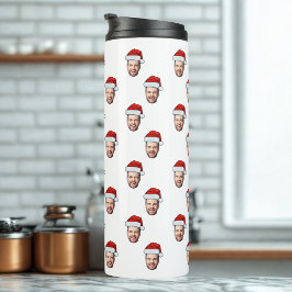 Aangepaste Gezichtsfoto Santa Hat Kerstcadeau Thermosbeker