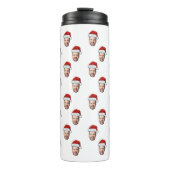 Aangepaste Gezichtsfoto Santa Hat Kerstcadeau Thermosbeker (Voorkant)