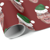 Aangepaste gezichtsfoto Santa Hoed Herhalend Patro Cadeaupapier (Rol Hoek)