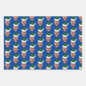 Aangepaste gezichtsfoto Santa Hoed Herhalend Patro Inpakpapier Vel (Voorkant 3)