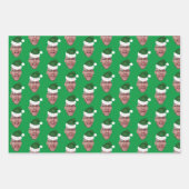 Aangepaste gezichtsfoto Santa Hoed Herhalend Patro Inpakpapier Vel (Voorkant 2)
