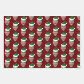 Aangepaste gezichtsfoto Santa Hoed Herhalend Patro Inpakpapier Vel (Voorkant)
