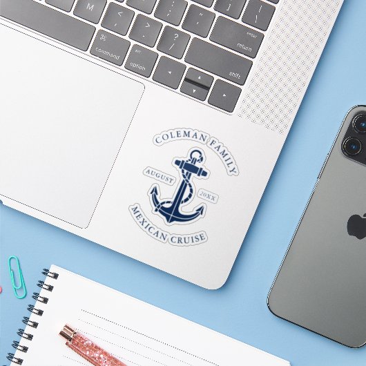Aangepaste geziljacht nautische bootanker swag sticker (Laptop met iPhone)