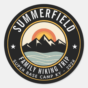 Aangepaste gezins-wandeltocht Modern Ronde Sticker