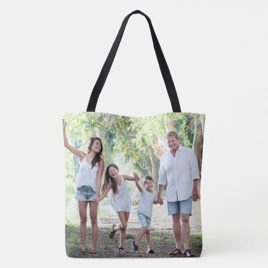 Aangepaste gezinsfoto dubbelzijdige tote bag (Achterkant)