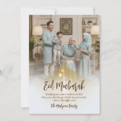 Aangepaste gezinsfoto Eid Mubarak Elegante Groet Feestdagenkaart (Voorkant)