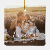 Aangepaste gezinsfoto - gepersonaliseerde achterna keramisch ornament (Achterkant)
