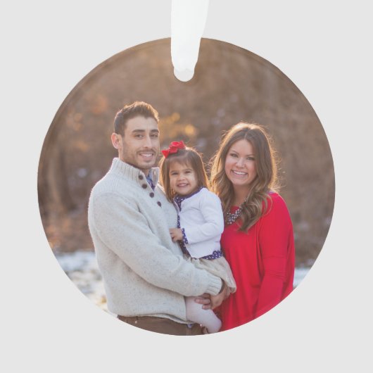 Aangepaste gezinsfoto gepersonaliseerde feestdagen ornament (voorkant)